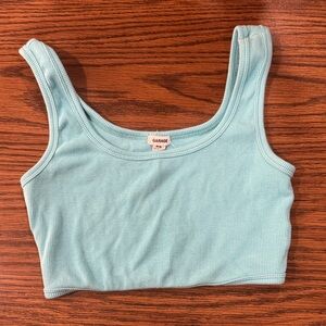 Garage Sky Blue Ribbed Crop Top
